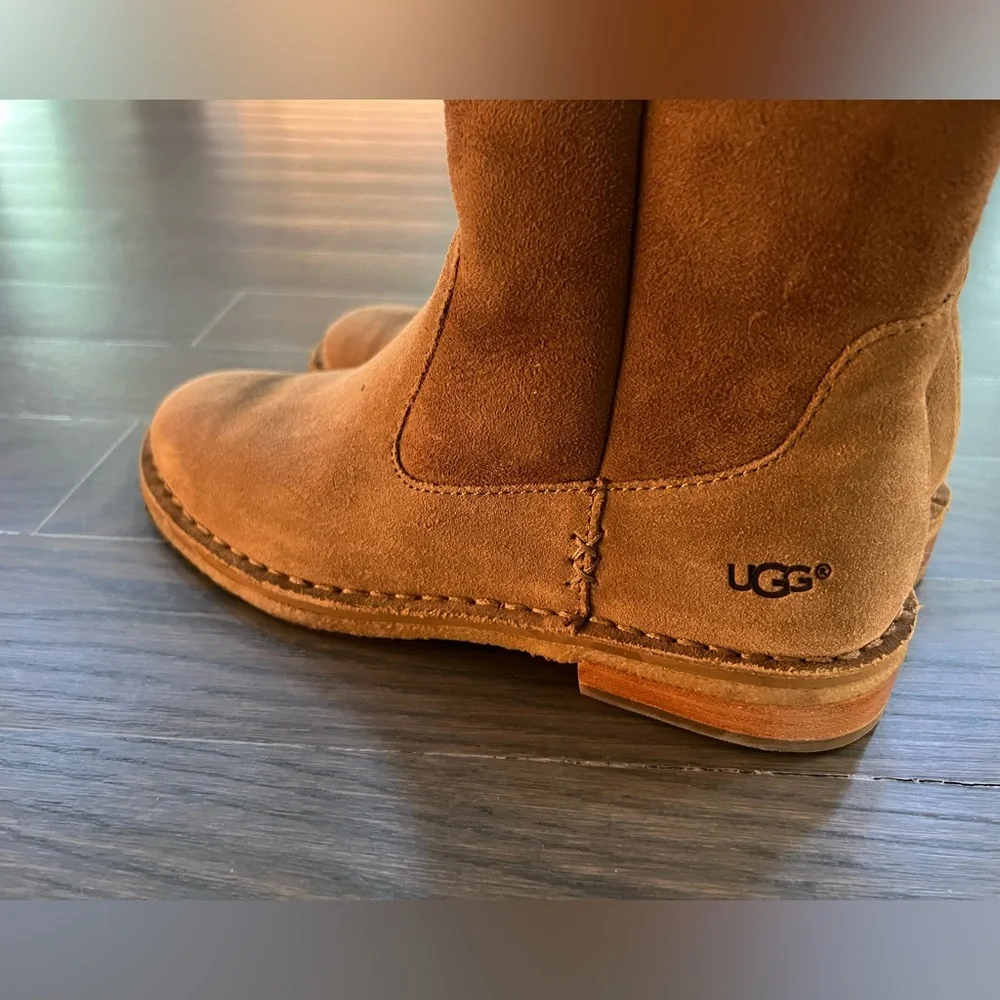 UGGS Tan Suede Knee-High Boots Size 6.5 - Picture 7 of 7